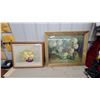 Image 1 : Two Framed Floral Still Life Paintings with Oak Frames Biggest One 29 x 35"