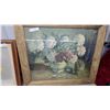Image 5 : Two Framed Floral Still Life Paintings with Oak Frames Biggest One 29 x 35"