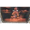 Image 3 : Two Framed Artworks: Landscape Print and Velvet Ship Painting 30 x 39"