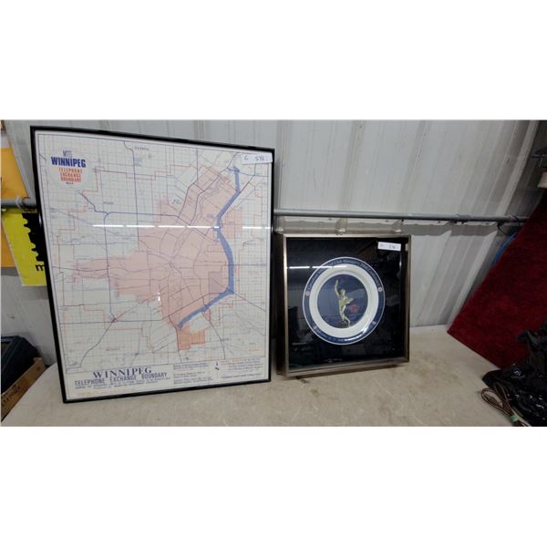MTS Winnipeg Telephone Exchange Boundary Map Framed and Commemorative Plate