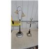 Image 1 : Vintage Chrome Double-Arm Table Lamp with Glass Shades and Decorative Smoking Stand Not Complete