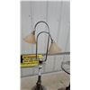 Image 2 : Vintage Chrome Double-Arm Table Lamp with Glass Shades and Decorative Smoking Stand Not Complete