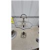 Image 5 : Vintage Chrome Double-Arm Table Lamp with Glass Shades and Decorative Smoking Stand Not Complete