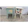 Image 6 : Pair of Vintage Painted Wood Two-Drawer Nightstands with Towel Bars, 30 x 18 x 18"