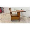 Image 3 : Antique Oak School Desk with Attached Chair and Under-Seat Storage Compartment
