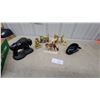 Image 1 : Collection of Animal Figurines Book Ends Including Elephants, Buffalo, Deer, and Raven
