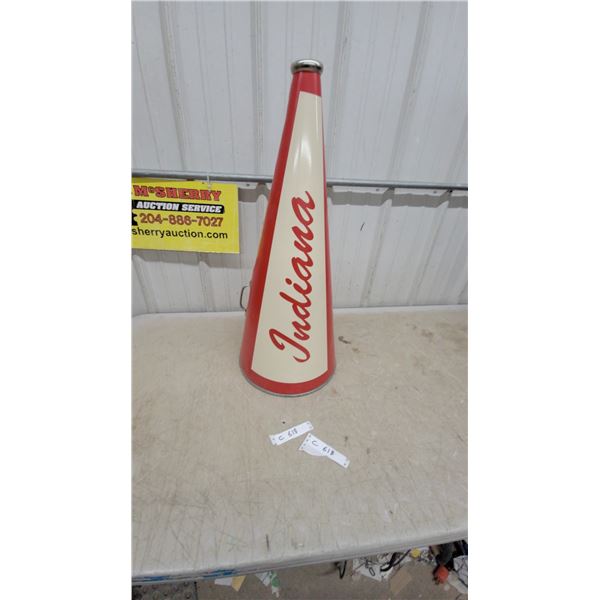 Indiana Cheerleader Megaphone with Metal Handle and Rim Vintage