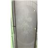 Image 3 : Green Painted Bi-Fold Doors with Etched Mickey and Minnie Mouse Glass Panels 74 x 23-1/2