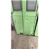 Image 5 : Green Painted Bi-Fold Doors with Etched Mickey and Minnie Mouse Glass Panels 74 x 23-1/2