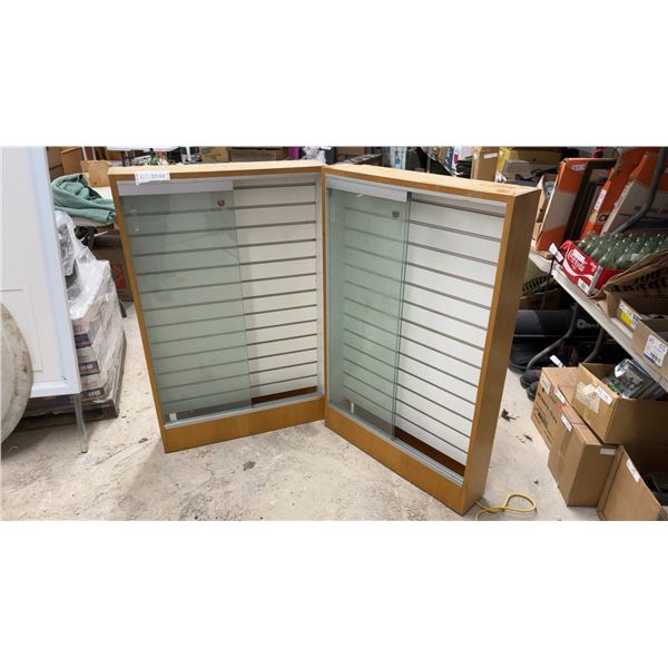 2 Slatwall Display Case with Sliding Glass Doors and Lock 47 x 30 x 6