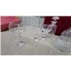 Image 5 : Crystal and Glass Lot with Decanter, Stemware, Lace Edge Basket, Amber Dish, and More