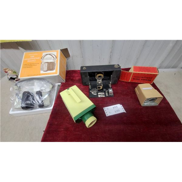 Vintage Kodak Folding Camera, Mansfield Slide Viewer, Realistic AM Headphone Radio, and More