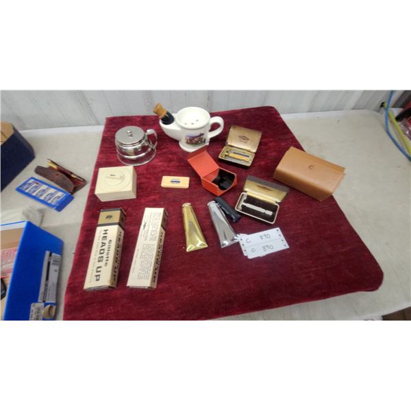Vintage Gillette Heads up Hair Dressing, Safety Razors, Shaving Mug, and More