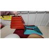 Image 4 : Mid-Century Modern Louvered Metal Wall Sconces in Orange and Turquoise, Pair