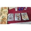 Image 2 : Vintage Floral Tapestry Runner, Painted Slate Tiles, Blue Glass Bottles, and More