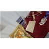 Image 4 : Vintage Floral Tapestry Runner, Painted Slate Tiles, Blue Glass Bottles, and More