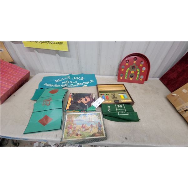 Vintage Games Lot with Dice-O-Rama, Happy Days Puzzle, Skee-Ball Game, and More