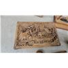 Image 2 : Carved Wood Folk Art Collection Including Village Scene Plaque, Rooster, Gavel, and More