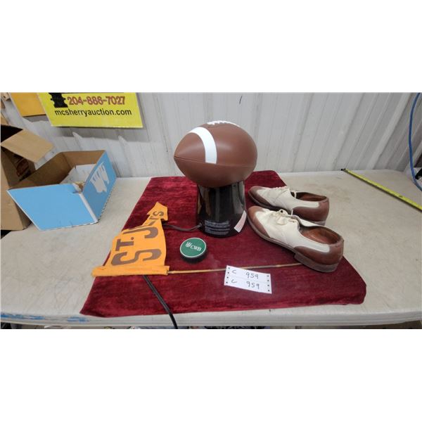 St. John's Felt Pennant, Football Lamp, CWB Puck, and Saddle Shoes