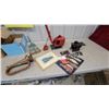 Image 1 : Tri Ang Toys Pressed Steel Crane, Corvette Book, Brass Bugle, Cast Iron Stove, and More