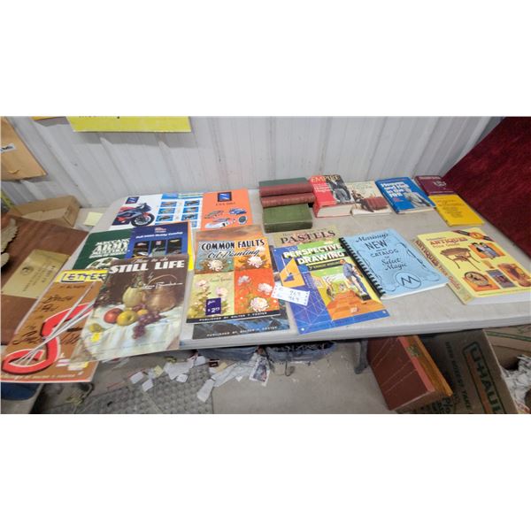 Assorted Art Instruction Books, Hobby Catalogs, Vintage Novels, and More