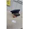 Image 1 : Vintage Navy Blue Uniform Peaked Cap with Silver Chin Strap