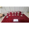 Image 1 : Set of Eight Pressed Glass Wine Goblets with Rose Motif Irish Herringbone