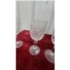 Image 3 : Set of Eight Pressed Glass Wine Goblets with Rose Motif Irish Herringbone