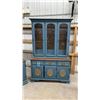 Image 2 : Vilas Canadian Blue Painted 2pc China Cabinet 15-1/2 x 77 x 18 with Matching Server 13 x 36 x 30