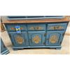 Image 3 : Vilas Canadian Blue Painted 2pc China Cabinet 15-1/2 x 77 x 18 with Matching Server 13 x 36 x 30