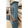Image 6 : Vilas Canadian Blue Painted 2pc China Cabinet 15-1/2 x 77 x 18 with Matching Server 13 x 36 x 30