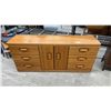 Image 1 : Oak 6 Drawer Dresser with Center Cabinet and Integrated Wood Pulls 70 x 18 x 30