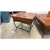 Image 5 : Rustic Wood and Wrought Iron Coffee Table with Storage 40 x 40 x 19 and Matching End Table 28 x 29