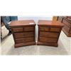 Image 1 : Pair of Cherry-Finish Four-Drawer Nightstands with Brass Hardware 16 x 26 x 29