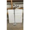 Image 1 : Chrome Five-Arm Adjustable Gooseneck Floor Lamp with White Plastic Shades 60" Tall