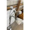 Image 3 : Chrome Five-Arm Adjustable Gooseneck Floor Lamp with White Plastic Shades 60" Tall