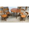 Image 1 : Maple Round Dining Table 42 x 31 with Four Colonial Style Spindle-Back Chairs