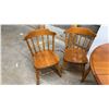 Image 2 : Maple Round Dining Table 42 x 31 with Four Colonial Style Spindle-Back Chairs