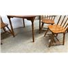 Image 4 : Maple Round Dining Table 42 x 31 with Four Colonial Style Spindle-Back Chairs