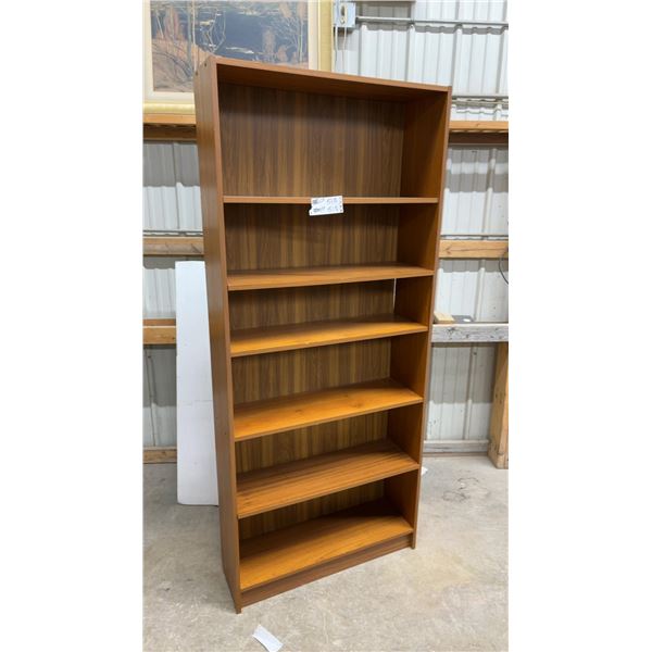 Tall Teak Laminate Bookcase with Six Adjustable Shelves 31-1/2 x 71 x 10
