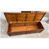 Image 4 : Cherry-Finish Wooden Storage Bench with Hinged Lid and Panel Design 63 x 20 x 18
