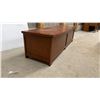 Image 5 : Cherry-Finish Wooden Storage Bench with Hinged Lid and Panel Design 63 x 20 x 18