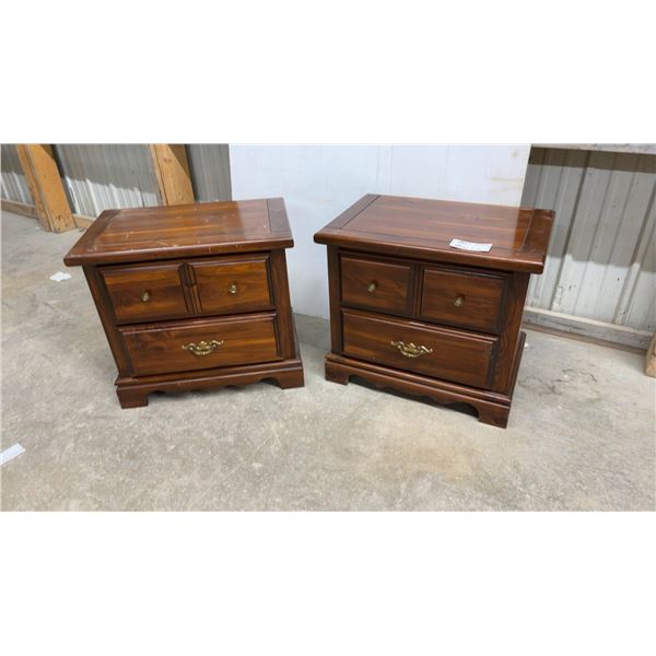 Pair of Pine Two-Drawer Nightstands with Brass Hardware 26 x 17 x 24