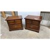 Image 1 : Pair of Pine Two-Drawer Nightstands with Brass Hardware 26 x 17 x 24