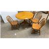 Image 1 : Round Pedestal Dining Table 40 x 31 with Four Windsor Style Chairs