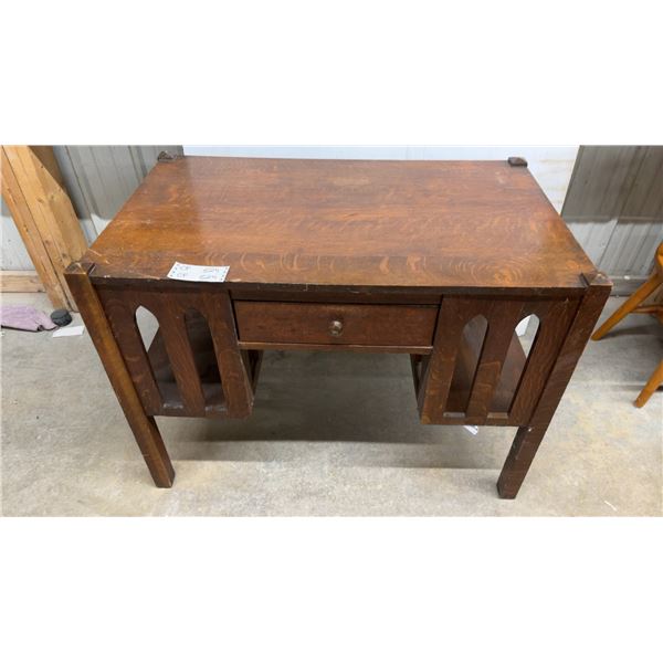 Antique Oak Library Desk w/Drawer 40 x 24 x 29