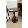 Image 2 : Half Moon Table 11 x 29 x 29 and Round Pedestal Side Table in Cherry Finish 18 x 24