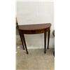 Image 4 : Half Moon Table 11 x 29 x 29 and Round Pedestal Side Table in Cherry Finish 18 x 24