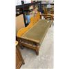 Image 2 : Antique Pine Daybed with Spool Turnings and Olive Green Cushion 71 x 27 x 31
