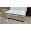 Image 1 : French Script Upholstered Storage Ottoman Bench with Interior Organizer Pockets 49 x 19 x 20